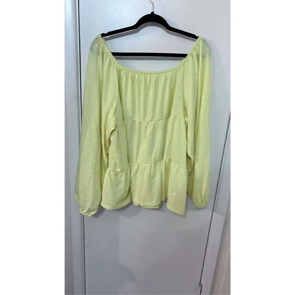 RILEY & RAE YELLOW BOHO TIERED BLOUSE TOP WOMENS SZ XL P1-280 NEW